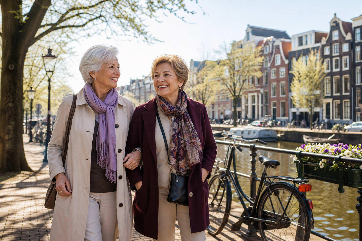 Dos viajeras disfrutando un canal de Ámsterdam